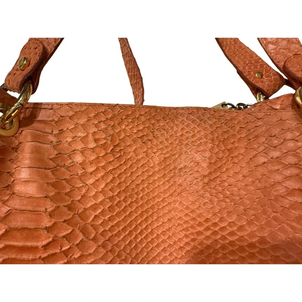 Vintage Y2K Janie Jo Boho Chic Purse Coral Python Textured Tassel Fairy Grunge